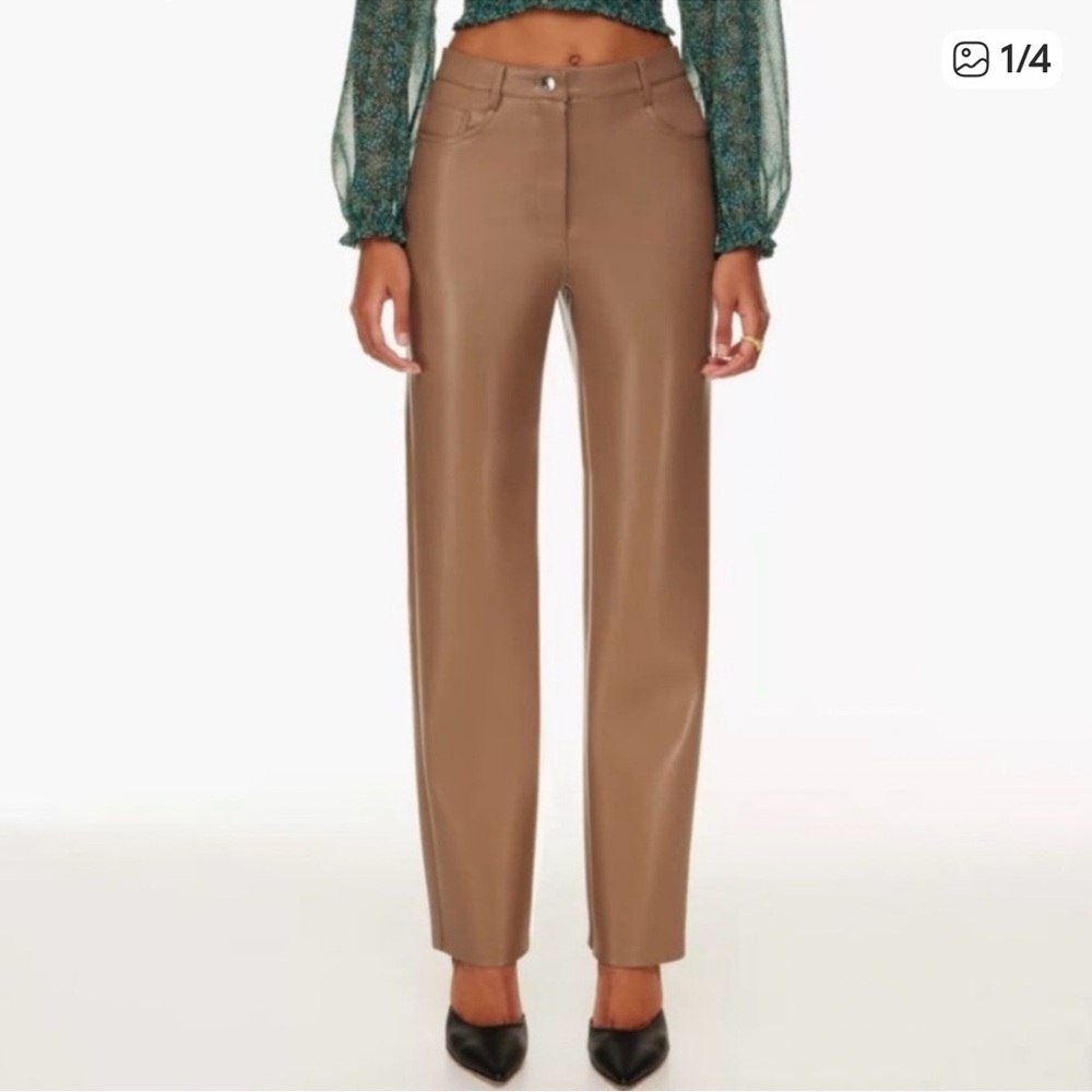 Wilfred Tan Faux Leather Trousers